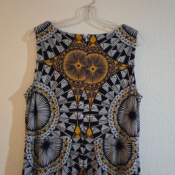 Sleeveless Geometric Print Maxi Dress - Dark Navy Blue,white and Gold - Picture 6 of 15